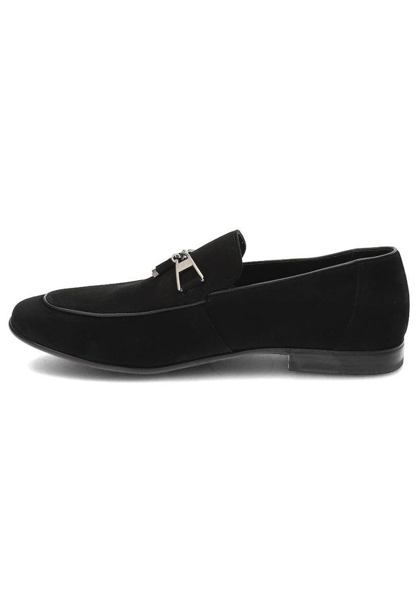 Czarne Mokasyny John Doubare Eleganckie Buty Męskie. Kolor: czarny. Materiał: zamsz, skóra. Szerokość cholewki: normalna. Styl: elegancki