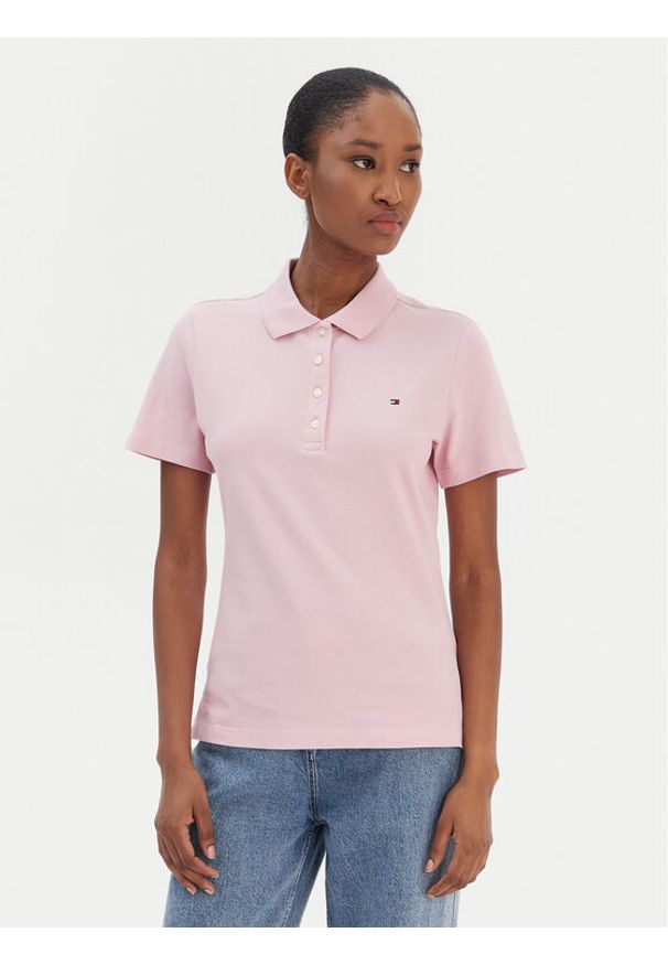 TOMMY HILFIGER - Tommy Hilfiger Polo 1985 WW0WW43225 Różowy Slim Fit. Typ kołnierza: polo. Kolor: różowy. Materiał: bawełna