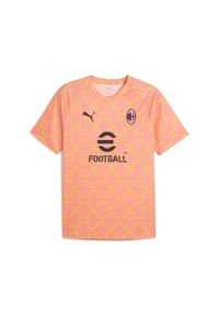 Puma - Męska koszulka przedmeczowa AC Milan PUMA Pink Fruit Sunny Yellow. Kolor: różowy. Sport: piłka nożna