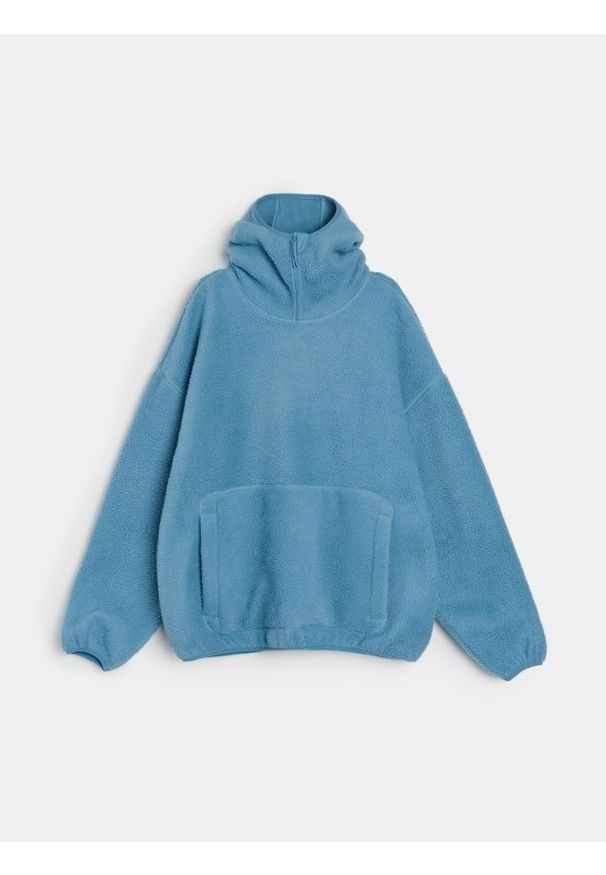 Sinsay - Bluza pullover z kapturem - niebieski. Typ kołnierza: kaptur. Kolor: niebieski