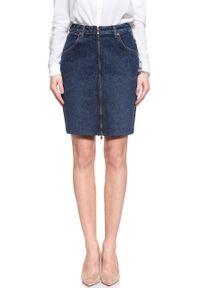 Wrangler - SPÓDNICA JEANSOWA WRANGLER HIGH ZIP SKIRT DEEP OCEAN W257WB86X 112128011. Materiał: jeans. Długość: długie. Styl: klasyczny #4