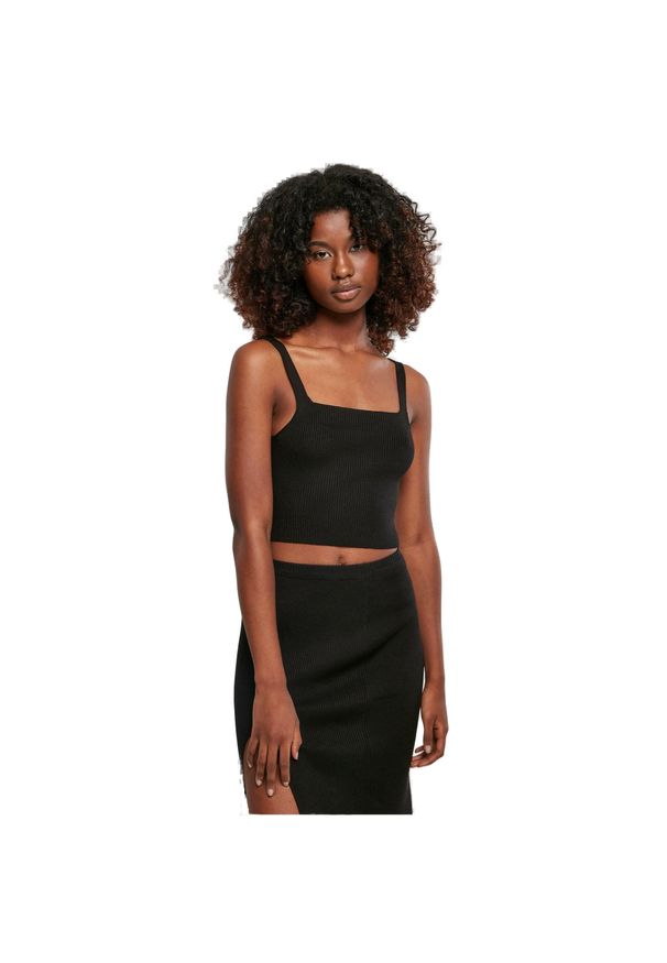 Damska krótka bluzka z dzianiny Urban Classics GT. Kolor: czarny. Materiał: dzianina. Długość rękawa: bez rękawów. Długość: krótkie