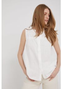 Answear Lab koszula bawełniana damska kolor biały. Typ kołnierza: kołnierzyk stójkowy. Kolor: biały. Materiał: bawełna. Styl: wakacyjny