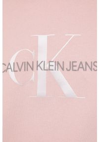 Calvin Klein Jeans Bluza bawełniana damska kolor różowy z nadrukiem. Okazja: na co dzień. Typ kołnierza: golf. Kolor: różowy. Materiał: bawełna. Długość rękawa: długi rękaw. Długość: długie. Wzór: nadruk. Styl: casual #2