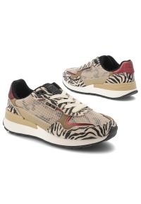 Big-Star - Sneakersy damskie Big Star, tekstylna siateczkowa cholewka zamszowe wstawki zwierzęcy wzór sznurowany fason gruba amortyzująca podeszwa, beżowe, TT27. Okazja: na co dzień. Zapięcie: sznurówki. Kolor: beżowy. Materiał: zamsz. Szerokość cholewki: normalna. Wzór: motyw zwierzęcy. Sport: turystyka piesza #6