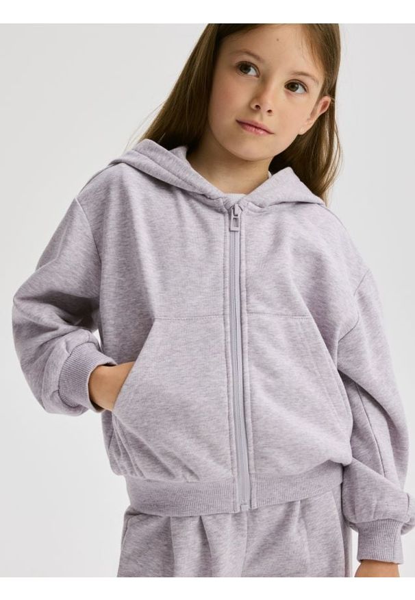 Reserved - Bluza z kapturem - lawendowy. Typ kołnierza: kaptur. Kolor: fioletowy. Materiał: bawełna, dzianina