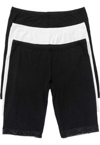 bonprix - Długie bokserki damskie z koronką (3 pary). Kolor: czarny. Materiał: koronka. Długość: długie. Wzór: koronka #1