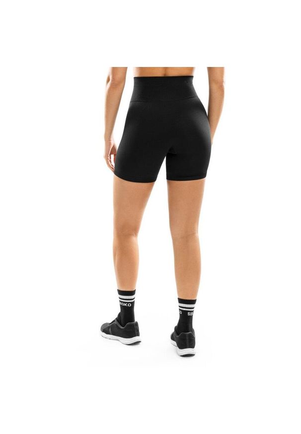 SIROKO - Damskie bezszwowe krótkie legginsy kolarki treningowe Fitness Siroko Persist. Kolor: czarny. Materiał: tkanina, materiał. Długość: krótkie. Sport: fitness