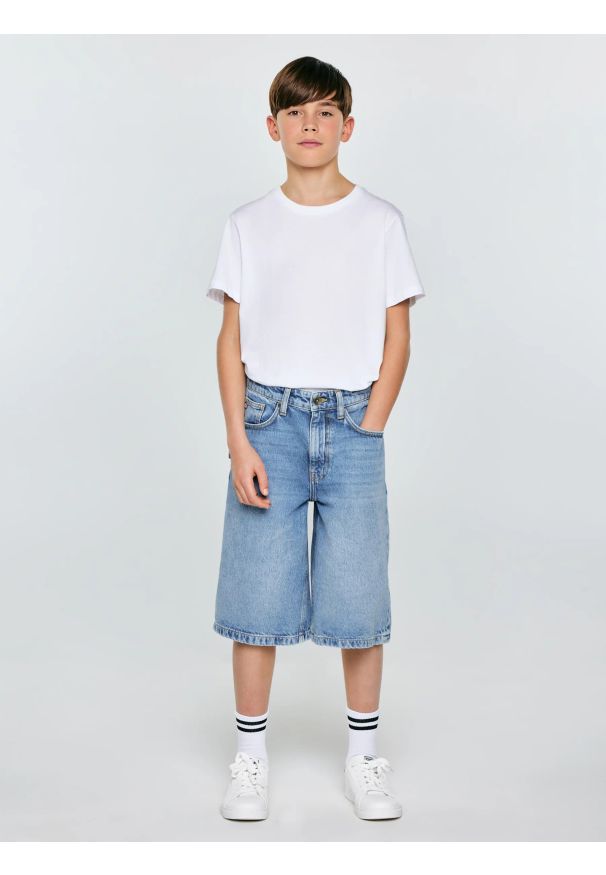 Big-Star - Szorty chłopięce jeansowe niebieskie Andys 190. Stan: podwyższony. Kolor: niebieski. Materiał: jeans. Styl: młodzieżowy, vintage