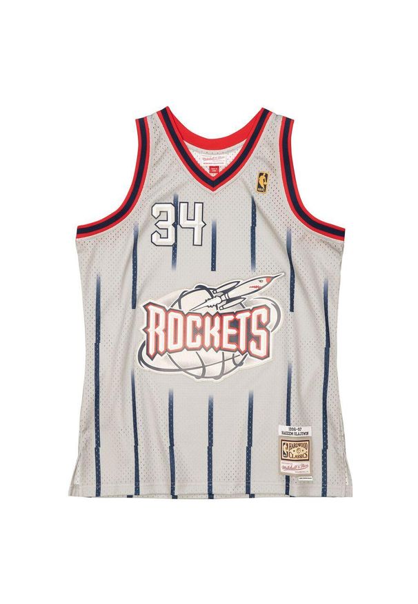 Mitchell & Ness - Koszulka NBA Houston Rockets Hakeem Olajuwon. Kolor: szary. Sport: koszykówka