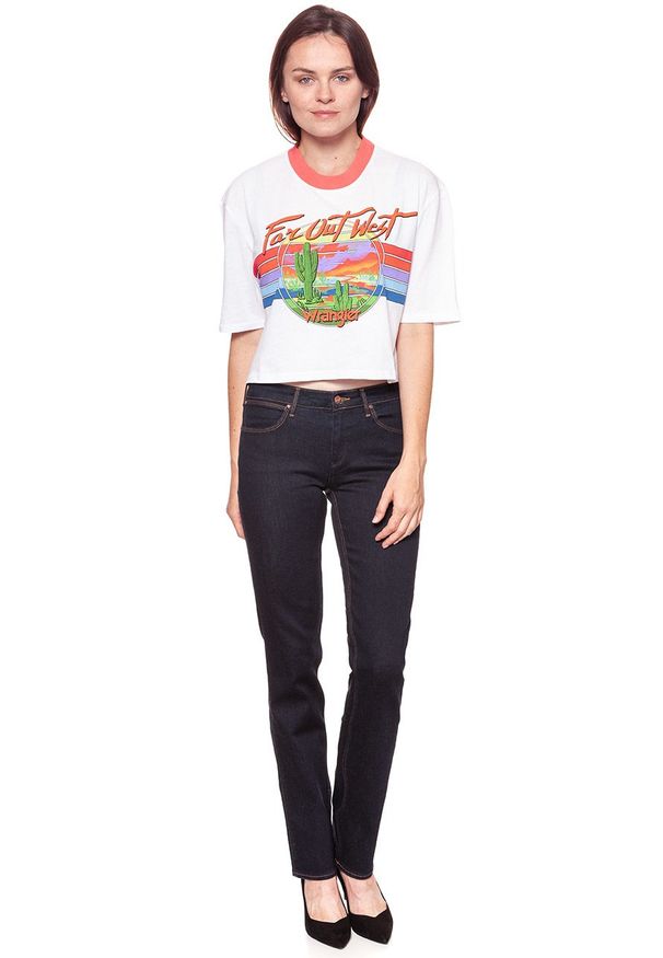 Wrangler - WRANGLER T SHIRT DAMSKI T-SHIRTS CROP 80´S TEE WH W7013EV12 112130880. Wzór: napisy