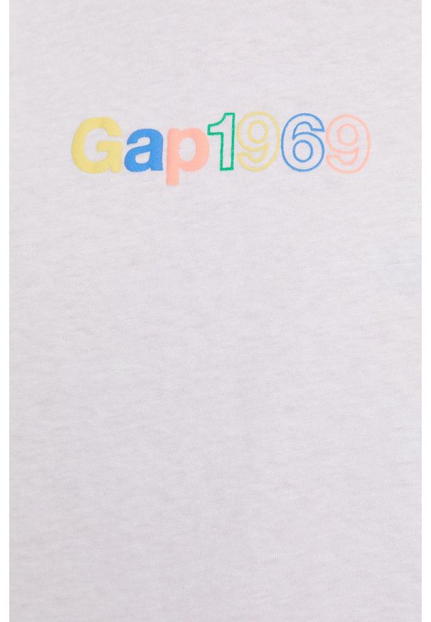 GAP - T-shirt. Okazja: na co dzień. Kolor: biały. Materiał: dzianina. Wzór: nadruk. Styl: casual