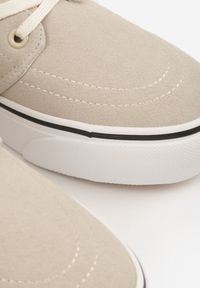 Born2be - Beżowe Klasyczne Tenisówki z Ozdobnym Paskiem przy Podeszwie Ranora. Zapięcie: pasek. Kolor: beżowy. Materiał: jeans, dresówka. Szerokość cholewki: normalna. Wzór: gładki. Styl: klasyczny #6