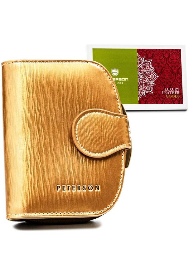 Portfel damski Peterson PTN 43972-SH złoty. Kolor: złoty. Materiał: lakier, skóra