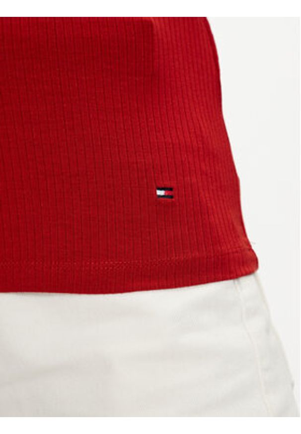 TOMMY HILFIGER - Tommy Hilfiger Top WW0WW38635 Czerwony Slim Fit. Kolor: czerwony. Materiał: wiskoza