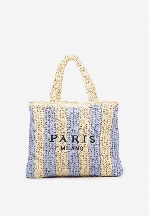 Born2be - Niebieska Torebka Shopper Plażowa z Napisem Navirael. Kolor: niebieski. Wzór: napisy. Sezon: lato. Styl: casual