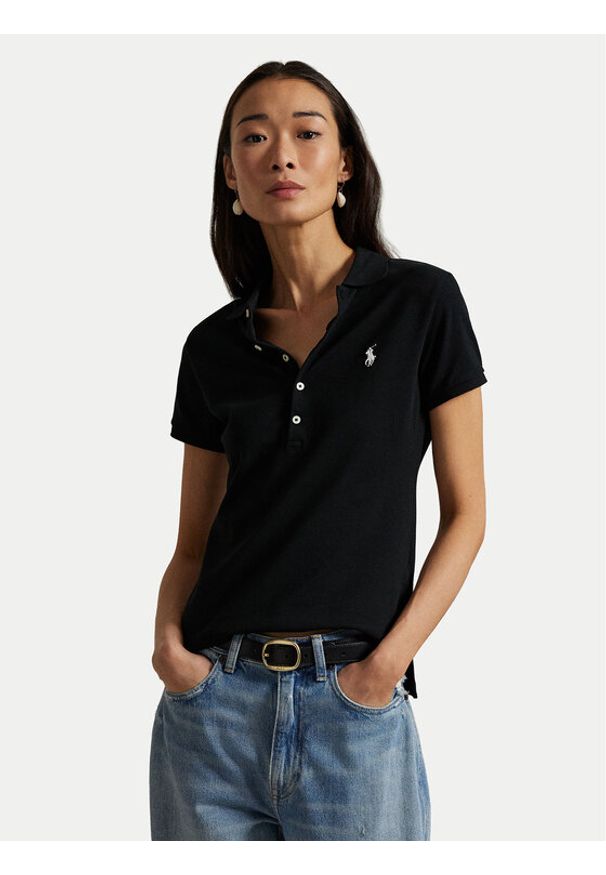 Polo Ralph Lauren Polo 211870245005 Czarny Slim Fit. Typ kołnierza: polo. Kolor: czarny. Materiał: bawełna