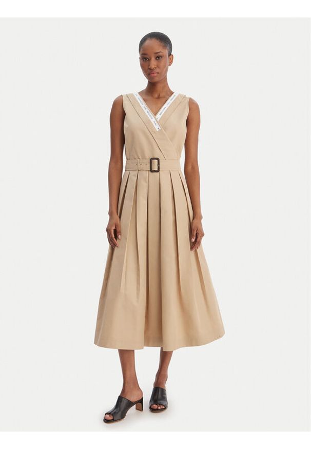 Weekend Max Mara Sukienka codzienna Cono 2615221021 Beżowy Regular Fit. Okazja: na co dzień. Kolor: beżowy. Materiał: syntetyk. Typ sukienki: proste. Styl: casual