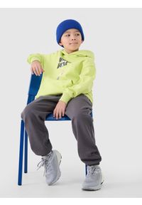4f - 4F Bluza dresowa nierozpinana z kapturem chłopięca - żółta 164 (13-14 lat). Okazja: na co dzień. Typ kołnierza: kaptur. Kolor: żółty. Materiał: dresówka. Wzór: napisy, gładki, ze splotem, nadruk. Sezon: lato. Styl: casual, sportowy #2