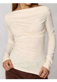 Sinsay - Bluzka z marszczeniami - kremowy. Kolor: kremowy #1