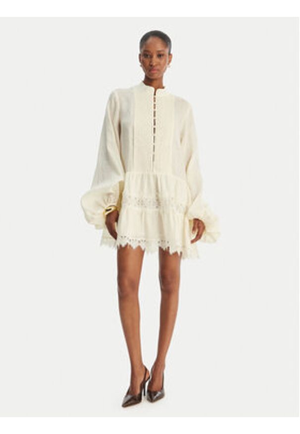 BARDOT - Bardot Sukienka letnia Antonia 59849DB Beżowy Relaxed Fit. Kolor: beżowy. Materiał: len. Sezon: lato