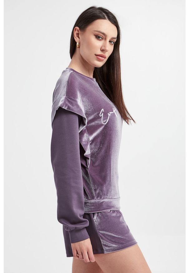 EA7 Emporio Armani - Bluza damska welurowa EA7 EMPORIO ARMANI. Materiał: welur
