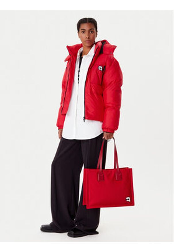 Karl Lagerfeld - KARL LAGERFELD Kurtka zimowa A3W15020 Czerwony Regular Fit. Typ kołnierza: dekolt w karo. Kolor: czerwony. Materiał: syntetyk. Sezon: zima