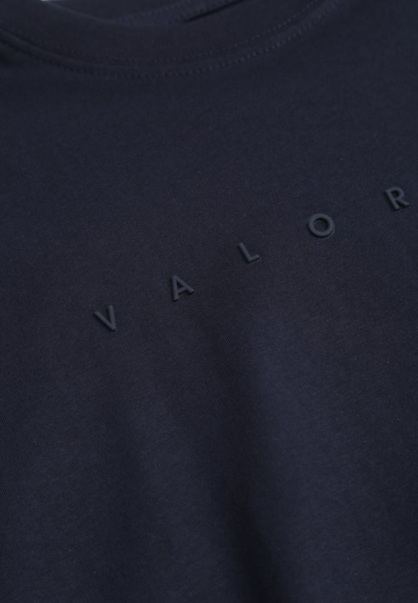 Born2be - Granatowa Koszulka T-shirt z Bawełny Ozdobiona Napisem Palidia. Okazja: na co dzień. Typ kołnierza: kaptur. Kolor: niebieski. Materiał: bawełna. Wzór: napisy, aplikacja. Styl: casual