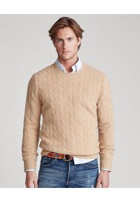 Ralph Lauren - RALPH LAUREN - Beżowy sweter z kaszmiru. Okazja: na co dzień. Typ kołnierza: polo. Kolor: beżowy. Materiał: kaszmir. Styl: elegancki, casual