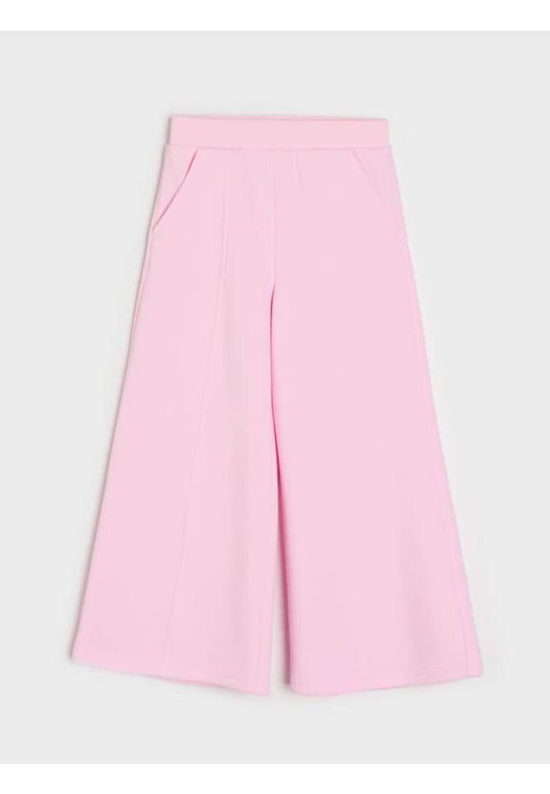 Sinsay - Spodnie dresowe wide leg - różowy. Kolor: różowy. Materiał: dresówka