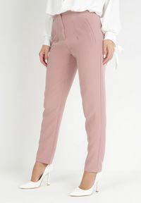 Born2be - Różowe Spodnie Cygaretki z Imitacją Kieszeni Anilnig. Kolor: różowy #1