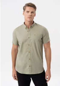 Volcano - Koszula z lnem, Regular Fit, C-LIN. Typ kołnierza: button down. Materiał: len. Długość rękawa: krótki rękaw. Długość: krótkie #1