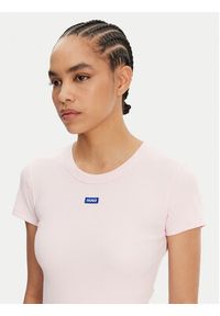Hugo - HUGO T-Shirt Easy 50523924 Różowy Slim Fit. Kolor: różowy. Materiał: bawełna #5