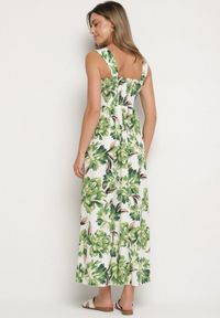 Born2be - Zielona Rozkloszowana Sukienka z Wiskozą w Kwiatowym Wzór Nilarune. Kolor: zielony. Materiał: wiskoza. Długość rękawa: na ramiączkach. Wzór: kwiaty. Sezon: lato. Styl: klasyczny #2