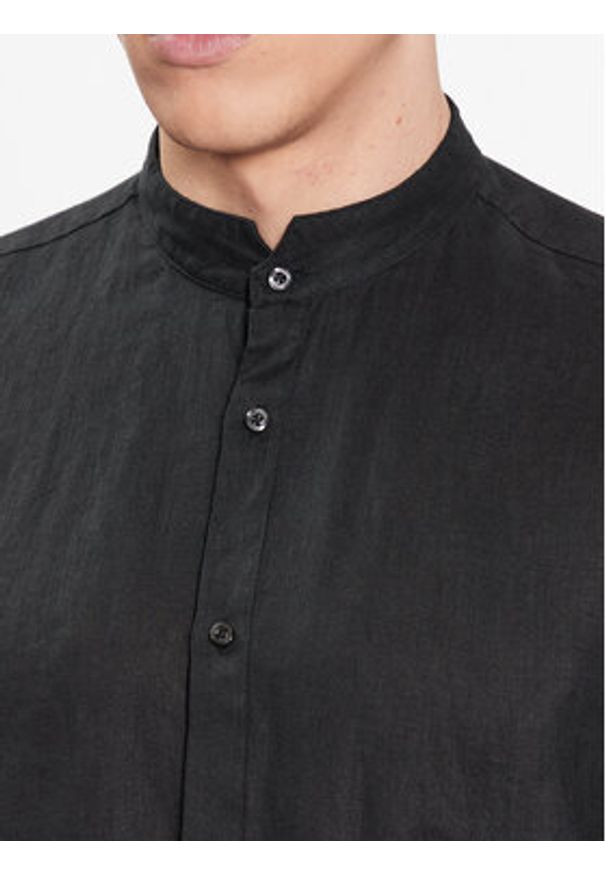 Hugo Koszula 50490740 Czarny Slim Fit. Kolor: czarny. Materiał: len