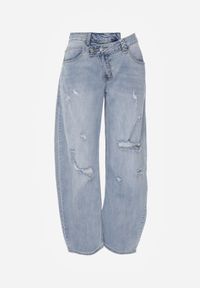 Born2be - Niebieskie Bawełniane Jeansy o Asymetrycznym Kroju Typu Balloon z Dziurami Nediara. Okazja: na co dzień. Kolor: niebieski. Styl: casual, elegancki #5