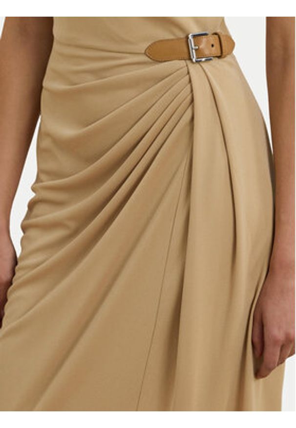 Lauren Ralph Lauren - LAUREN RALPH LAUREN Sukienka codzienna 250964076001 Beżowy Slim Fit. Okazja: na co dzień. Kolor: beżowy. Materiał: syntetyk. Typ sukienki: proste. Styl: casual