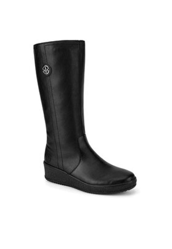 Rieker Kozaki Y4470-01 Czarny. Kolor: czarny. Materiał: skóra