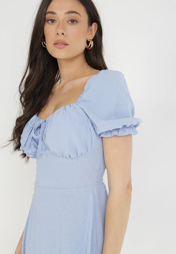 Born2be - Niebieska Sukienka Andrelle. Typ kołnierza: dekolt gorset. Kolor: niebieski. Materiał: tkanina. Typ sukienki: gorsetowe. Długość: mini