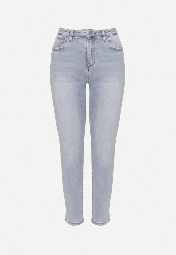 Born2be - Jasnoniebieskie Bawełniane Jeansy o Dopasowanym Kroju Galiren. Okazja: na co dzień. Kolor: niebieski. Styl: casual, klasyczny