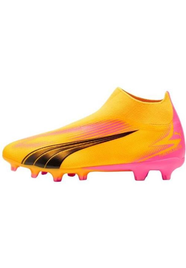 Buty piłkarskie męskie Puma 10775903. Zapięcie: bez zapięcia. Kolor: wielokolorowy, pomarańczowy. Materiał: materiał, syntetyk. Szerokość cholewki: normalna. Sport: piłka nożna