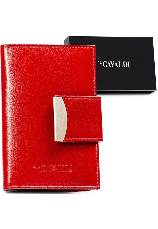 4U CAVALDI - Portfel skórzany 4U Cavaldi RD-04-GCL czerwony. Kolor: czerwony. Materiał: skóra