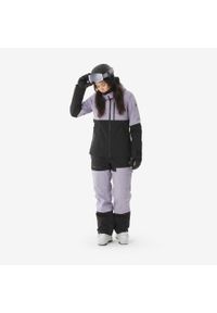WEDZE - Kurtka narciarska i snowboardowa damska Quechua 500 AM. Kolor: fioletowy, wielokolorowy, czarny. Materiał: materiał. Sezon: zima. Sport: narciarstwo, snowboard