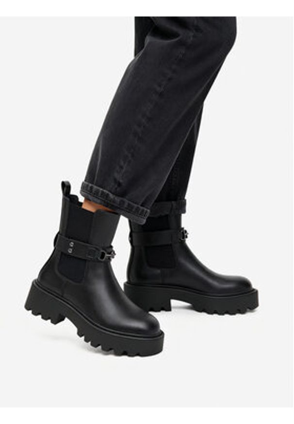 Nine West Sztyblety CEO-KAMILA-01 Czarny. Kolor: czarny. Materiał: materiał