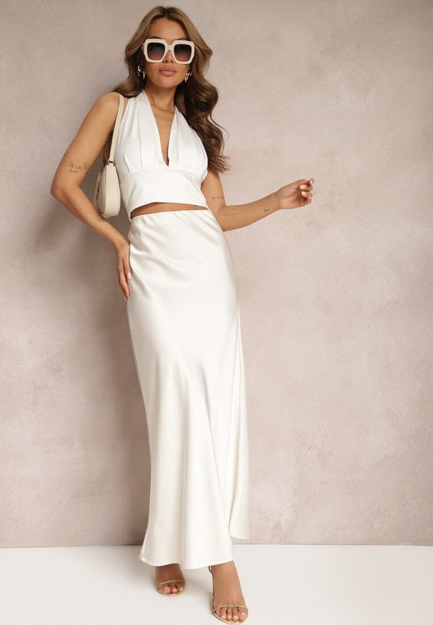 Renee - Jasnobeżowa Satynowa Spódnica Maxi High Waist Formia. Stan: podwyższony. Kolor: beżowy. Materiał: satyna