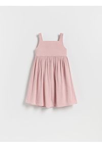 Reserved - Wiskozowa sukienka z dodatkiem lnu - brudny róż. Kolor: różowy. Materiał: len, wiskoza #1