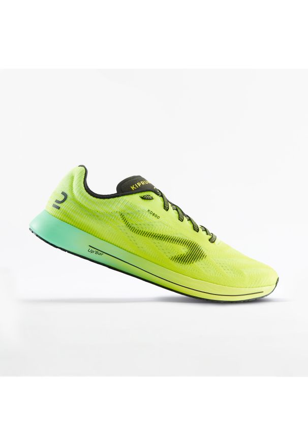 KIPRUN - Buty do biegania męskie Kiprun KD 800. Kolor: wielokolorowy, zielony, żółty. Materiał: materiał. Wzór: geometria. Sport: fitness