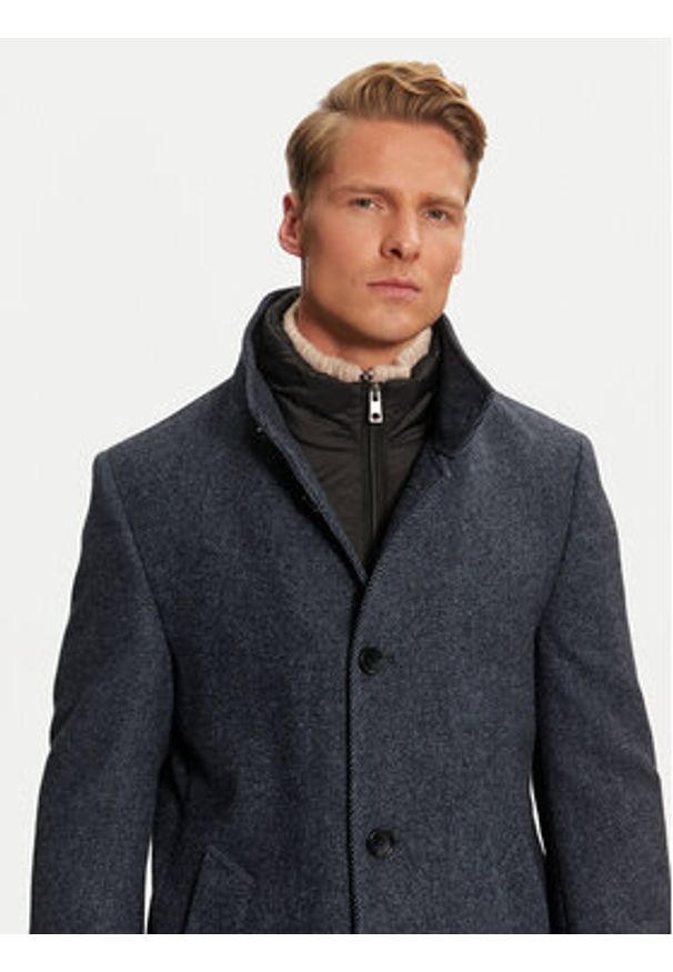 Pierre Cardin Płaszcz wełniany C4 84001/000/6103 Granatowy Regular Fit. Kolor: niebieski. Materiał: syntetyk, wełna
