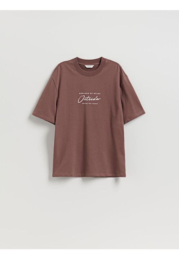 Reserved - T-shirt comfort z nadrukiem - jasnofioletowy. Kolor: fioletowy. Materiał: dzianina, bawełna. Wzór: nadruk