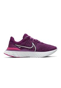 Buty Nike React Infinity Run Flyknit 3 W DD3024-500 fioletowe. Kolor: fioletowy. Materiał: syntetyk. Szerokość cholewki: normalna. Sport: bieganie